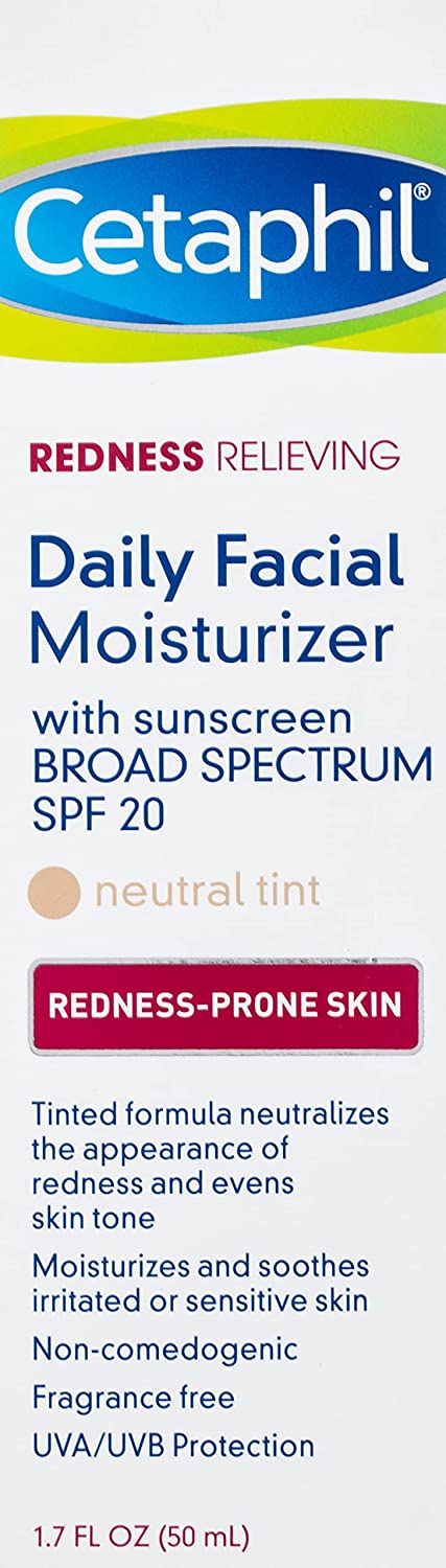 CETAPHIL Redness Relieving Daily Facial Moisturizer SPF 20, 1.7 fl oz, Broad spectrum Sunscreen, Neutral Tint, For Redness-Prone Skin - Image 2